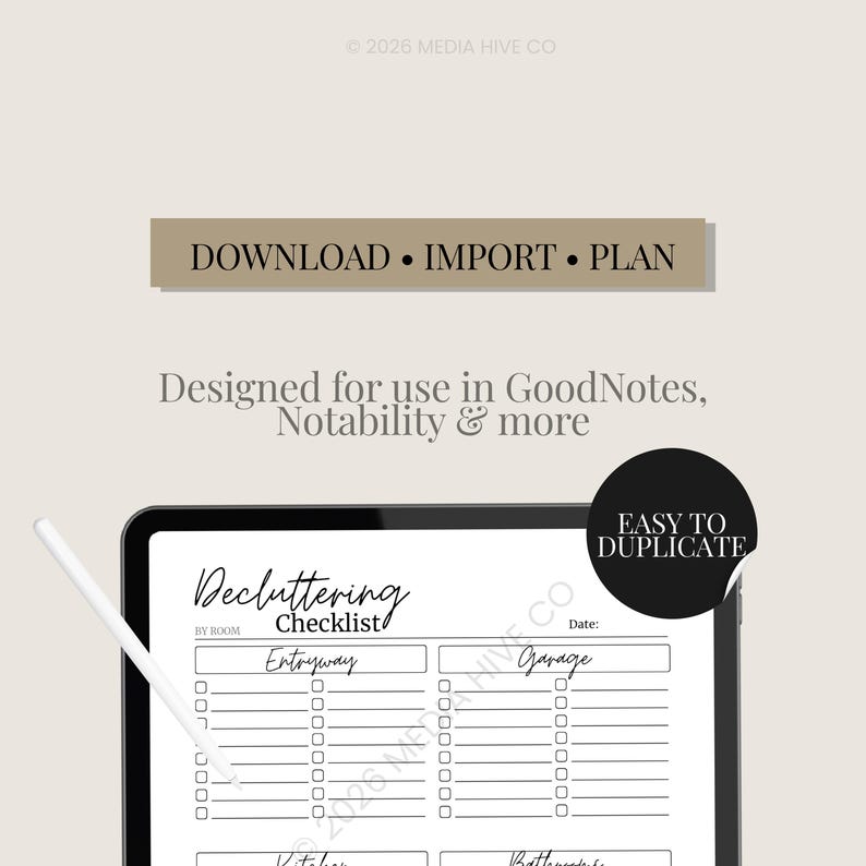 Room by Room Decluttering Checklist Printable PDF | Home Organization ...
