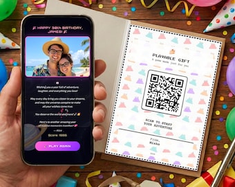 Gioco mobile personalizzato per il compleanno: inserto per biglietto di auguri personalizzato