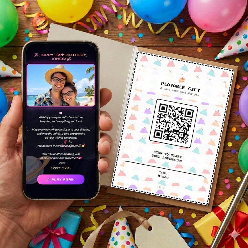 Custom Birthday Mobile Game: Personalized Greeting Card Insert image 1