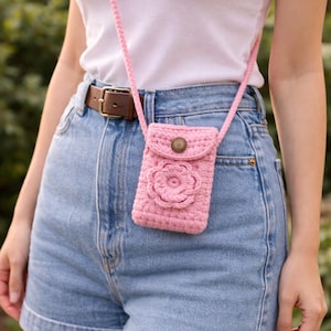 Handmade Crochet Phone Case Set with Floral Design