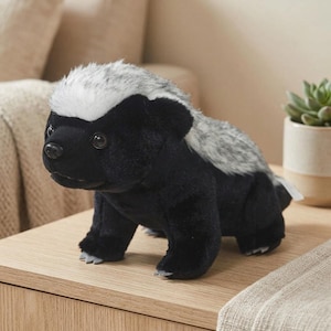Honey Badger Plush Toy, Lifelike Ratel Stuffed Animal, Realistic Wildlife Plushie Gift