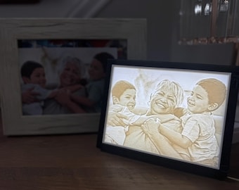 Caja de luz de litofanía impresa en 3D personalizada • Impresiones fotográficas esculpidas en 3D • Luz nocturna personalizada • Regalo único • Día del Padre • Decoración personalizada para el hogar