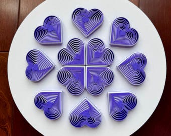 Juguete sensorial con forma de corazón morado en capas impreso en 3D • Regalo de San Valentín • Regalo para el aula • Recuerdo de fiesta • Sin dulces • Sorteo para eventos