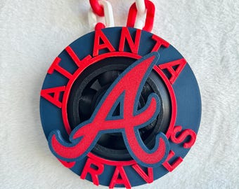 AFICIONADOS DE LOS BRAVES • Cadenas promocionales de los Atlanta Braves impresas en 3D • Cadena giratoria • Cadena de béisbol ajustable • Artículos para aficionados • Regalo único • Regalo para el Día del Padre
