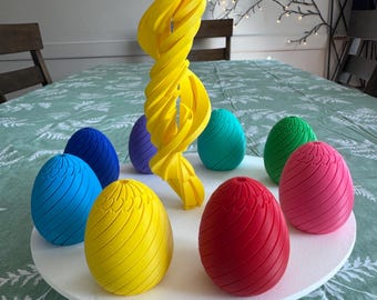 Huevo de Pascua en espiral impreso en 3D • Relleno para huevos (sin dulces), premio para búsqueda del tesoro • Juguete sensorial • Alivio del estrés • Relleno para cestas de Pascua
