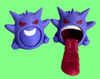 Figura de juguete de Pokémon Gengar • Lengua flexible articulada • Versión con la lengua afuera • Versión con sonrisa • Juguete de escritorio • Colección Pokémon • Regalo único
