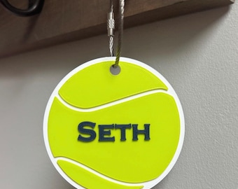 Etiqueta personalizada impresa en 3D para bolsa de pelotas de tenis de 7,6 cm (3 pulgadas) • Accesorio de tenis • Regalo de tenis • Fin de temporada