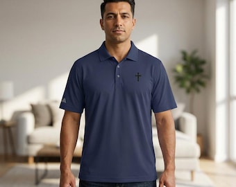 Customized Adidas Performance Polo: Embroidered Black Cross Golf Shirt