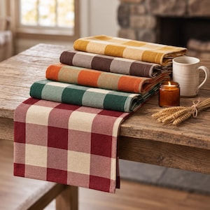 Buffalo Plaid Table Runner, Farmhouse Table Runner, Fall Table Decor, Thanksgiving Centerpiece, Rustic Cottage Decor, Housewarming Gift