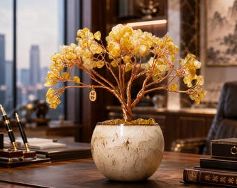 Collection d'arbres porte-bonheur en cristal, décoration de bonsaï en pierres précieuses naturelles, arbre de richesse Feng Shui, décoration de bureau, cadeau de pendaison de crémaillère