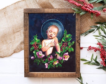 Infant Jesus sleeping "The Holly and the Ivy" giclée print