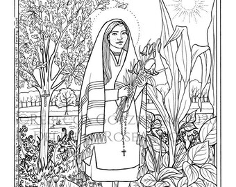 Catholic Coloring Page - St. Kateri Tekakwitha - PDF Coloring Page