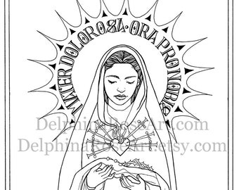 Catholic Coloring Page - Seven Sorrows of Mary - Mater Dolorosa, Sorrowful Mother PDF