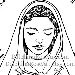 Catholic Coloring Page Seven Sorrows of Mary Mater Dolorosa, Sorrowful Mother PDF image 4