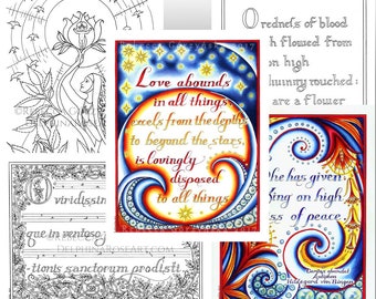 Hildegard von Bingen coloring page set