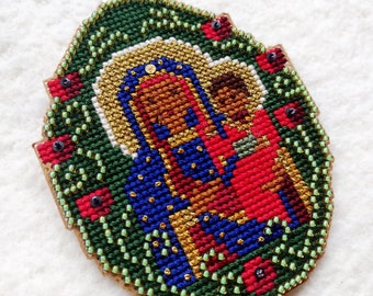 PDF Our Lady of Częstochowa cross stitch pattern, Catholic Cross Stitch digital pattern