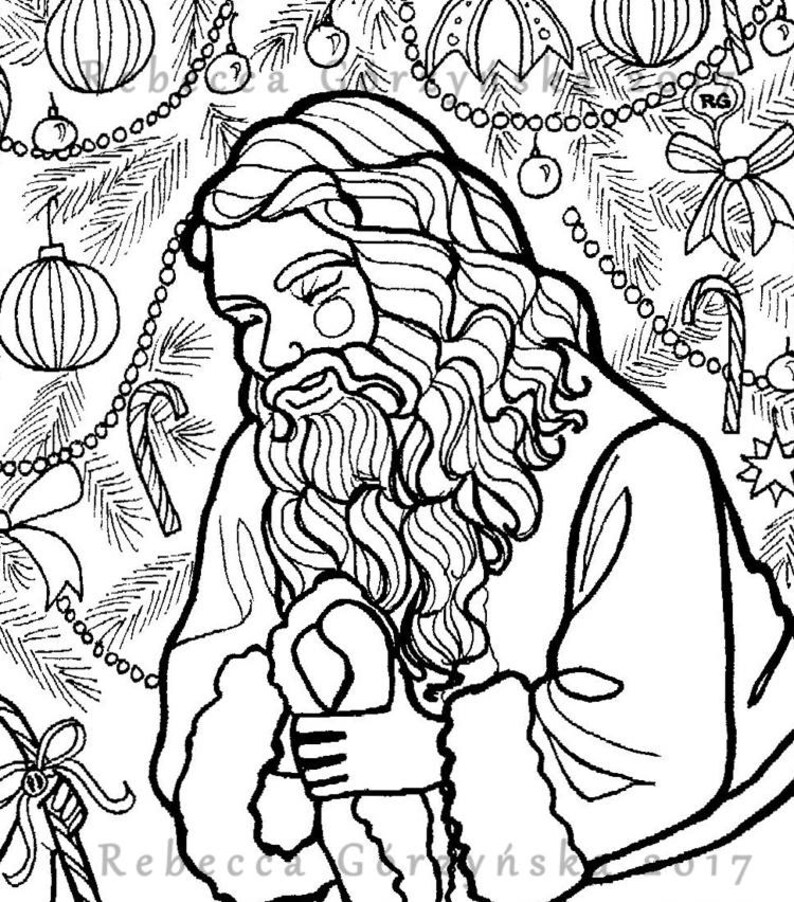 Kneeling Santa With Baby Jesus Coloring Page Sketch Coloring Page