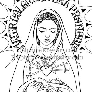 Catholic Coloring Page Seven Sorrows of Mary Mater Dolorosa, Sorrowful Mother PDF image 3