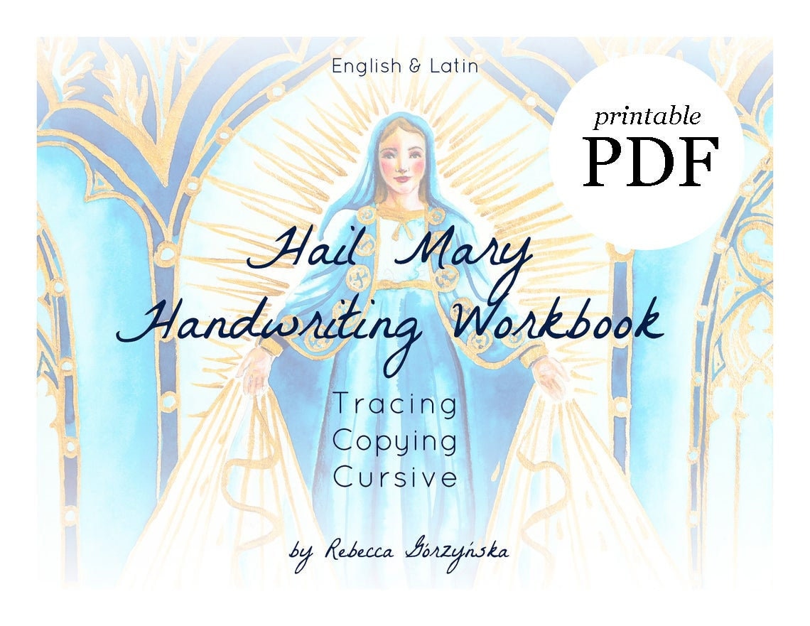 Hail Mary Handwriting Workbook printable English &amp; Latin | Etsy