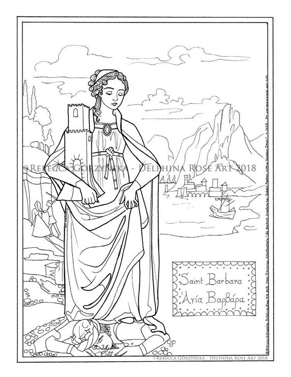 St. Barbara Catholic Coloring Page - Etsy Australia