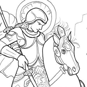 St. George and the Dragon Catholic Coloring Page - Etsy