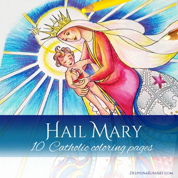 Hail Mary: 10 Catholic Coloring Pages | Etsy