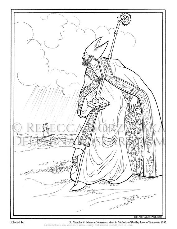 St Nicholas Pdf Coloring Page Etsy
