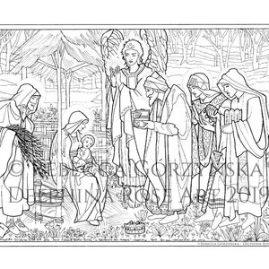 Epiphany Coloring Page  Adoration of the Magi - Burne-Jones