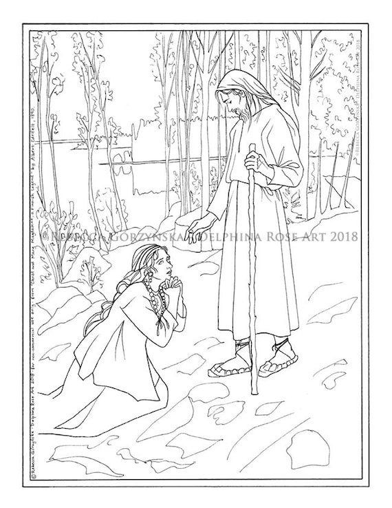 Items similar to Easter - Christ and Mary Magdalene Coloring Page ...