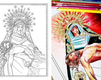 Spanish Pieta  PDF Catholic Coloring Page