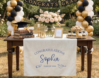 Personalized Graduation Table Runner, Custom Name Sign, graduation gift, Senior Party Table Decor 2026