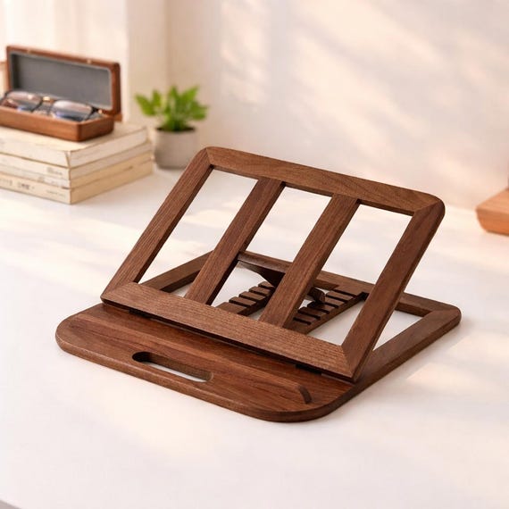 Wood Laptop Stand Adjustable | Pine Desk Riser 11-17" | Ergonomic Home Office Gift