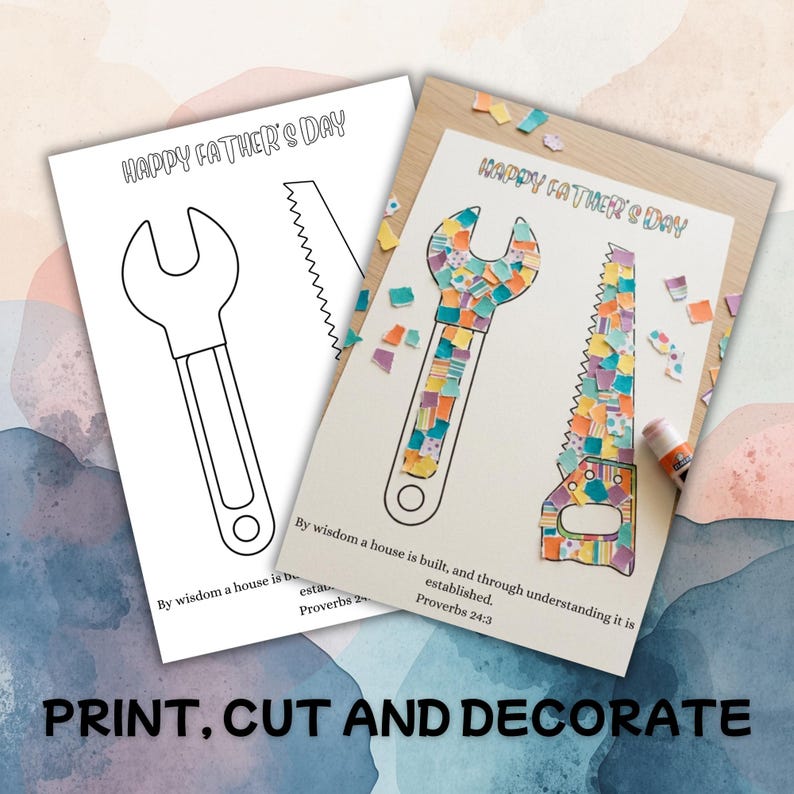 Father’s Day Torn Paper Craft for Kids, Fathers Day Trophy Craft ...