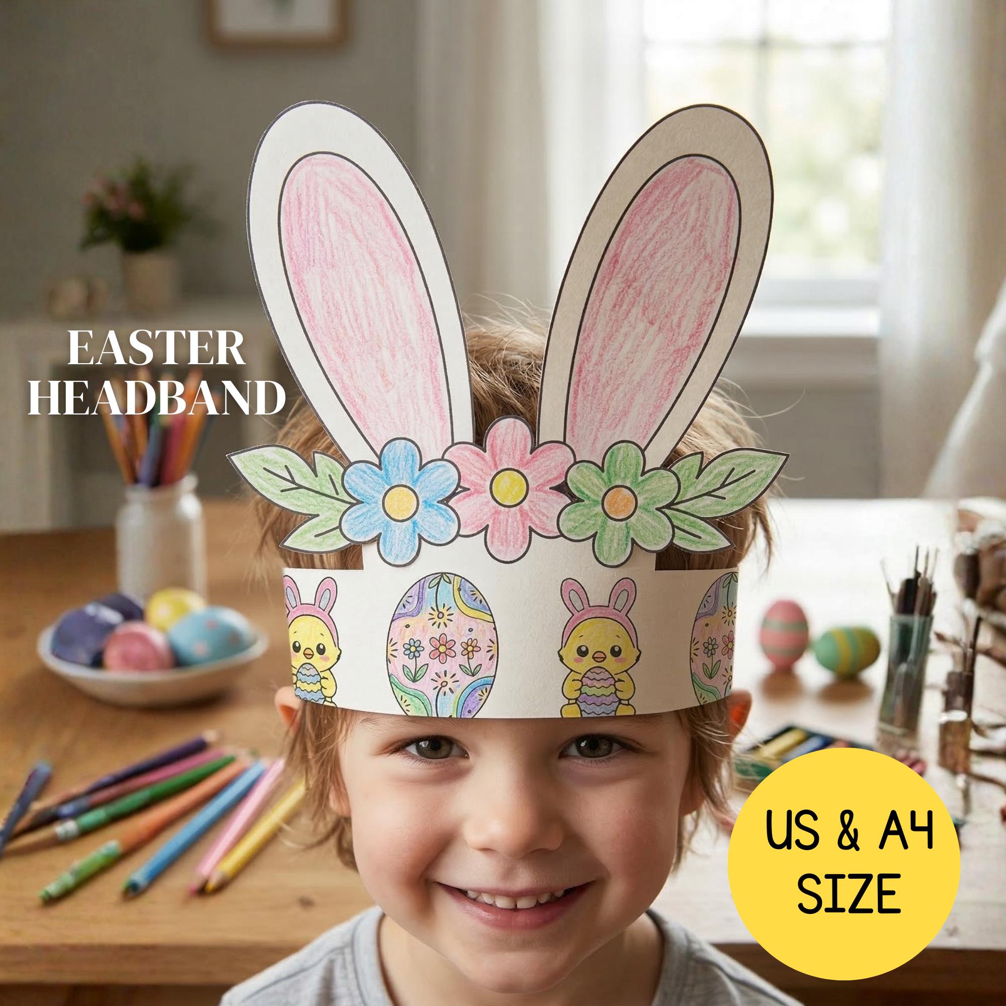 Easter Bunny Headband Craft for Kids Printable, DIY Easter Hat Template ...
