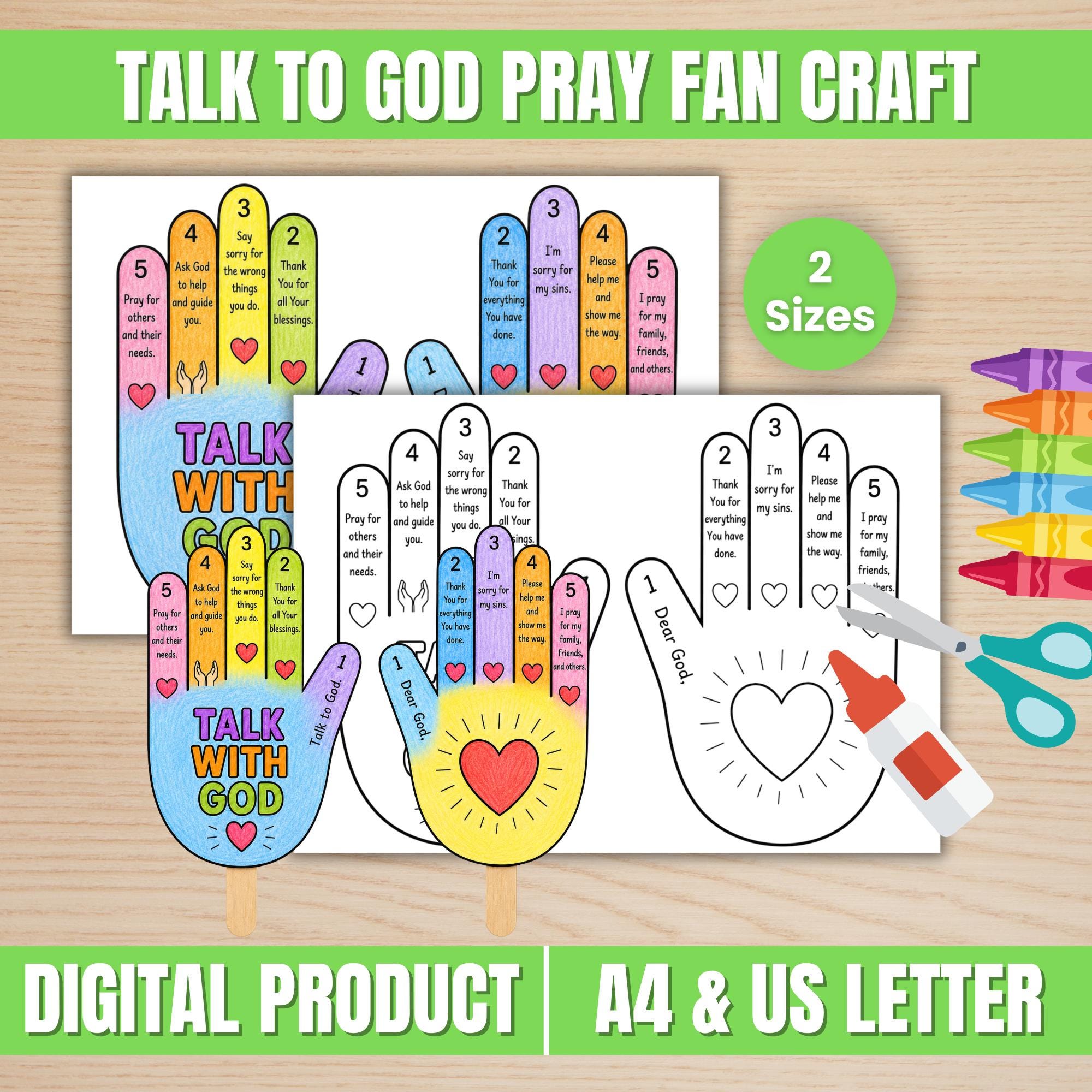 Talk to God Pray Fan Craft Printable | Christian Prayer Activity for ...