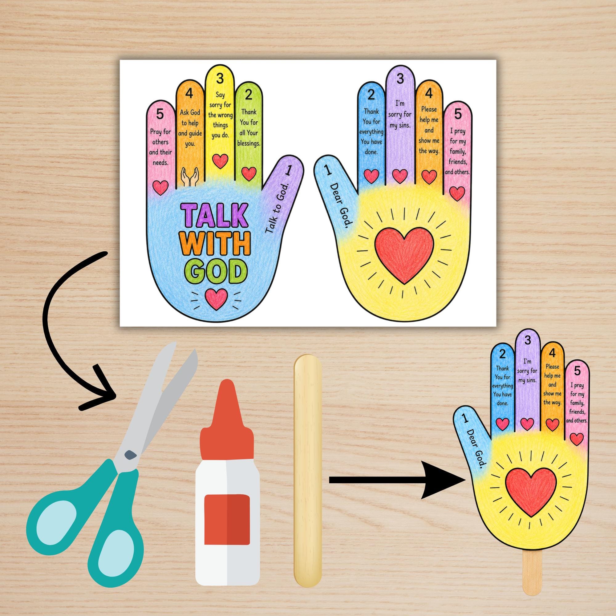 Talk to God Pray Fan Craft Printable | Christian Prayer Activity for ...