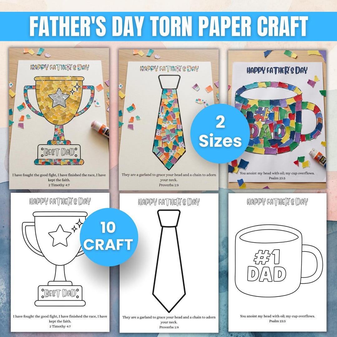 Father’s Day Torn Paper Craft for Kids, Fathers Day Trophy Craft ...