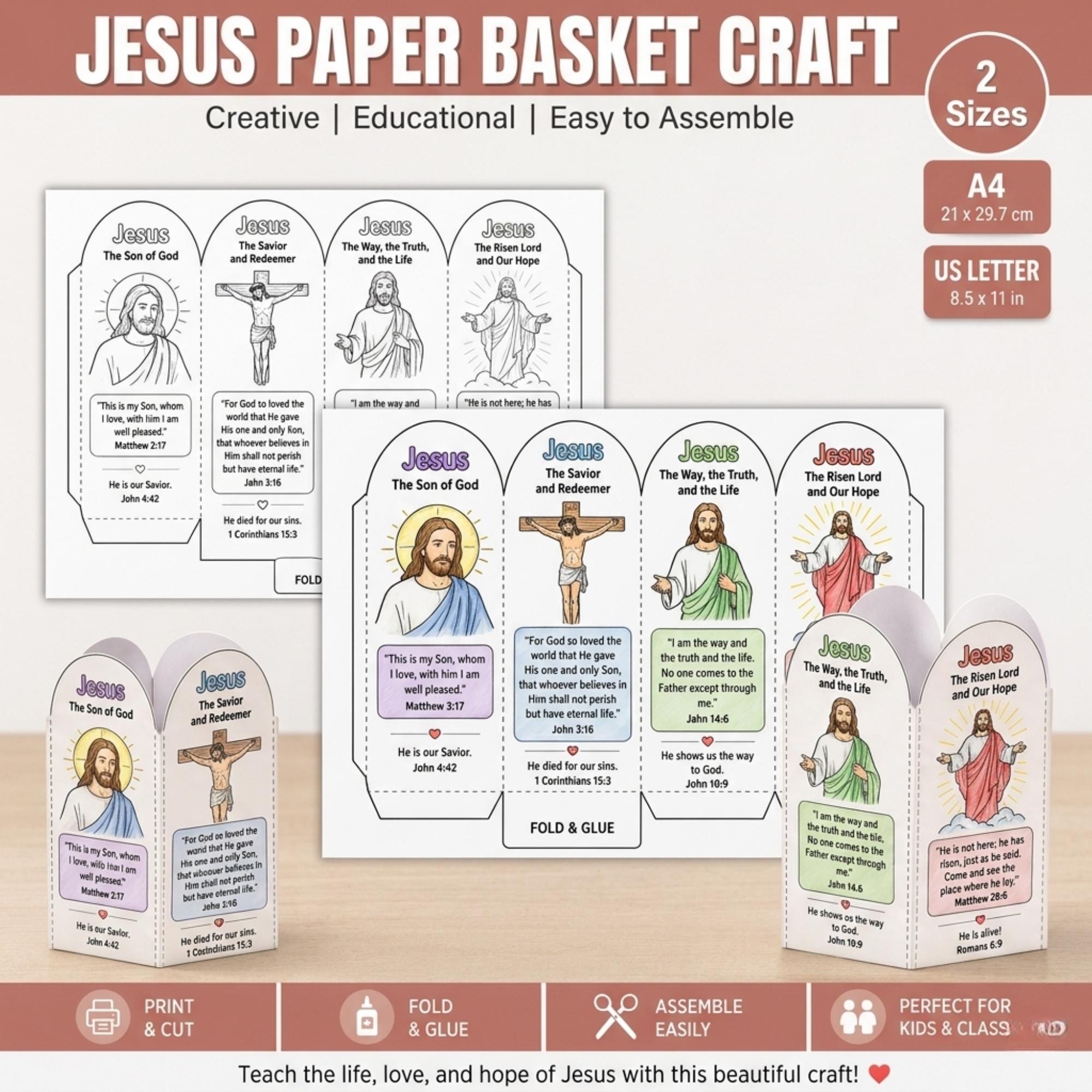 Jesus Paper Basket Craft for Kids, Christian Sunday School Activity ...