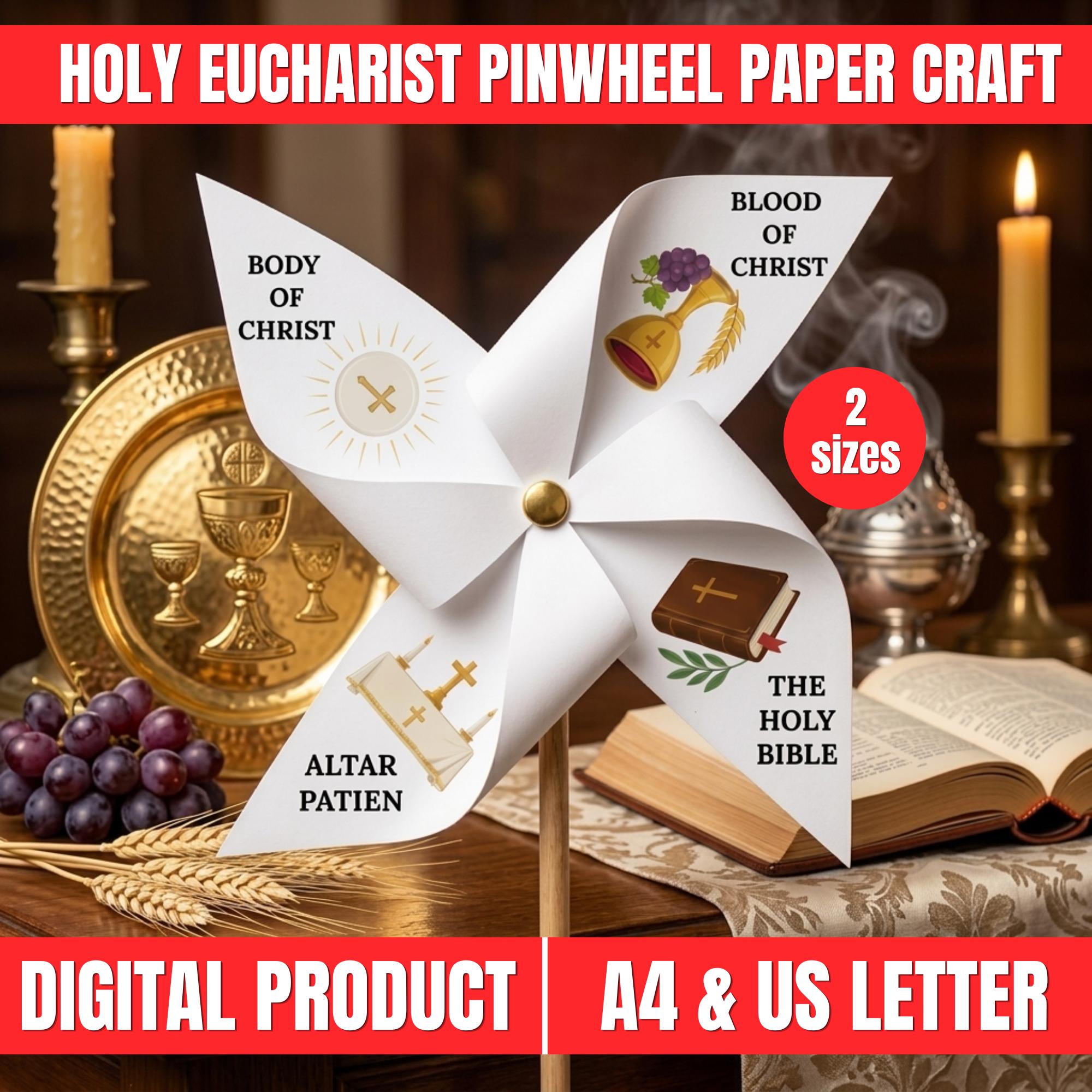 Holy Eucharist Pinwheel Craft Printable | First Communion Activity for ...
