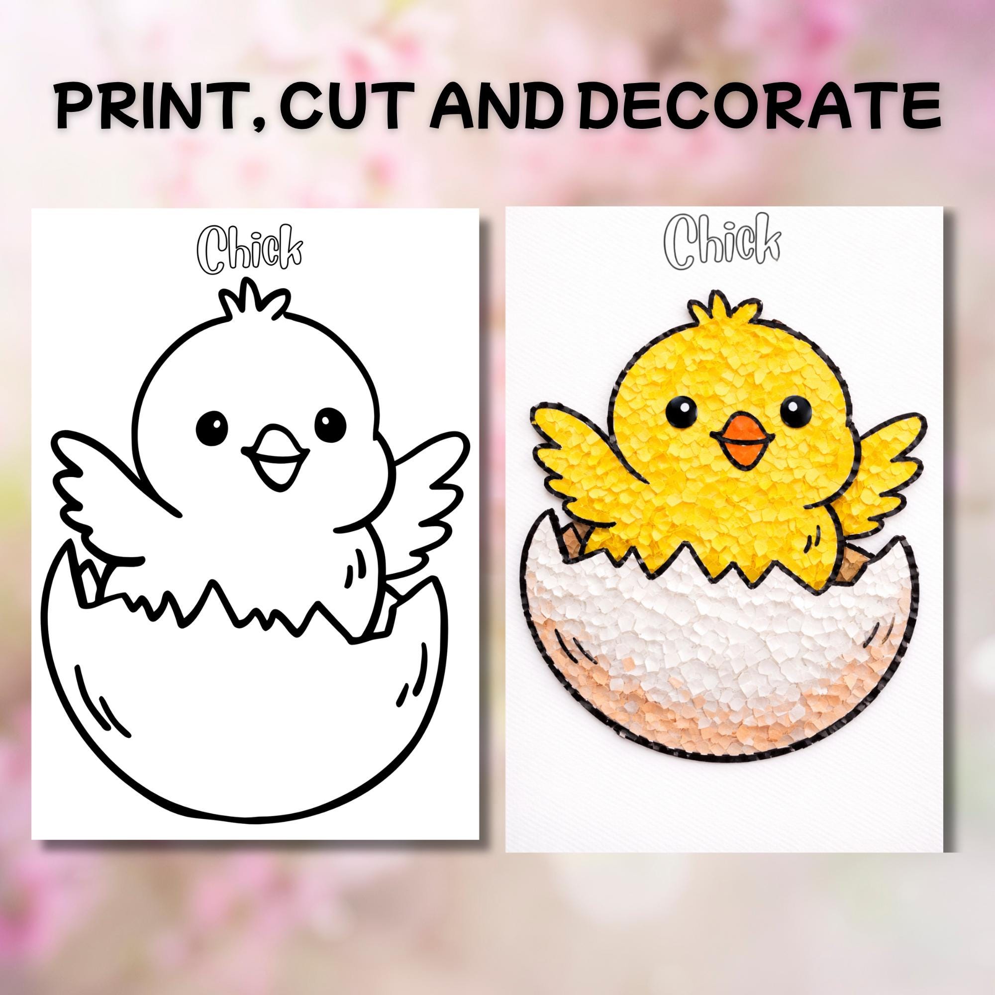 Spring Contact Papercraft Spring Torn Paper Craft Printable, Ladybug Bee Butterfly Craft Template ...