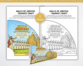 Walls of Jericho Trumpet Megaphone Craft | Activiteit Bijbelverhalen voor kinderen | Afdrukbare zondagsschool | Jozua en Jericho-werkblad |