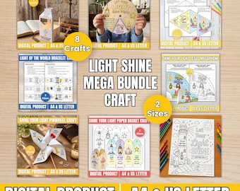 Light Shine Mega Bundle Craft, christelijke afdrukbare activiteitenbundel, VBS Church Craft Kit, Jesus Light-activiteiten voor kinderen, zondagsschool,