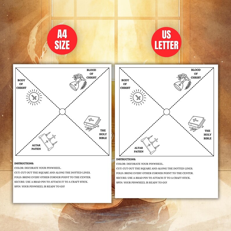 Holy Eucharist Pinwheel Craft Printable | First Communion Activity for ...