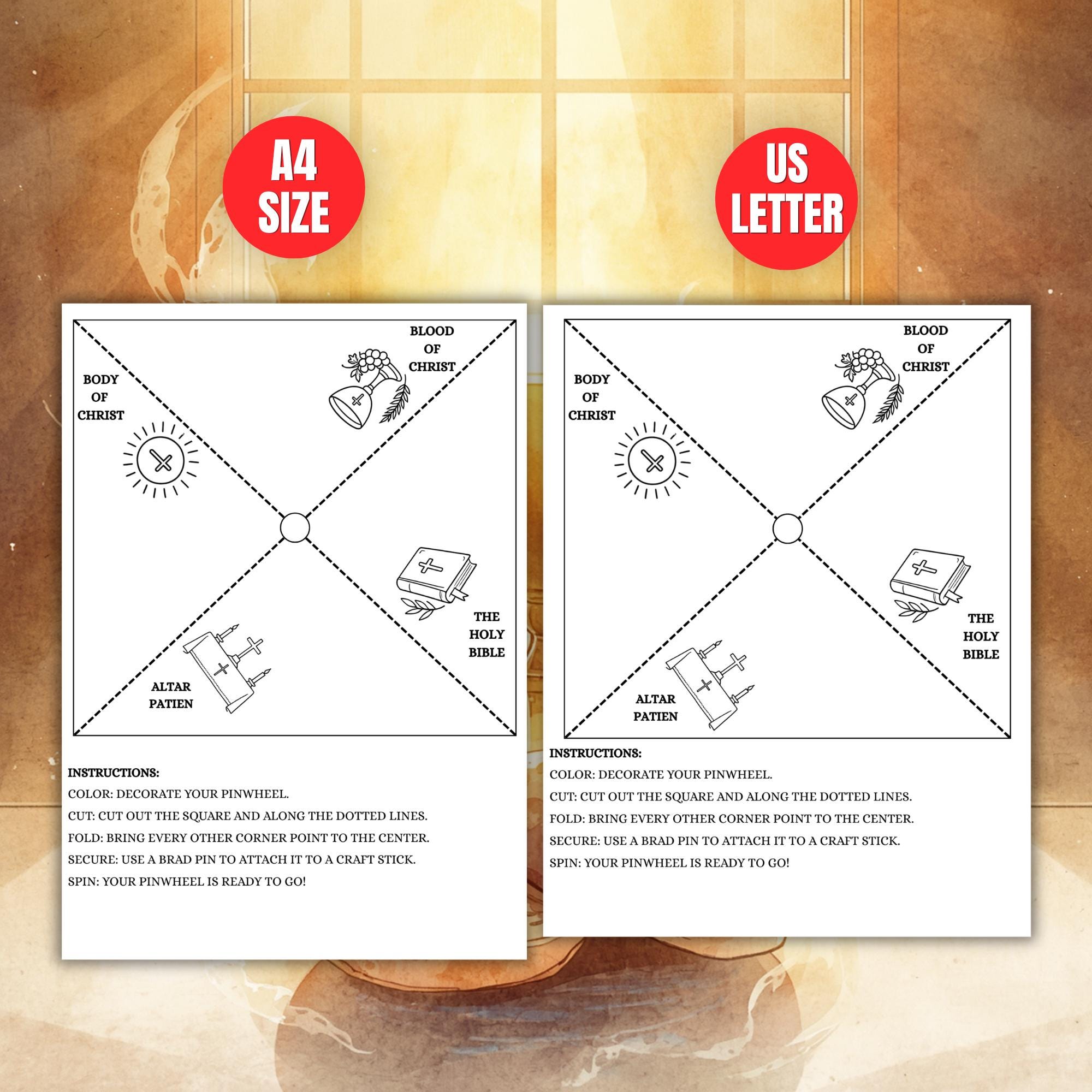 Holy Eucharist Pinwheel Craft Printable | First Communion Activity for ...