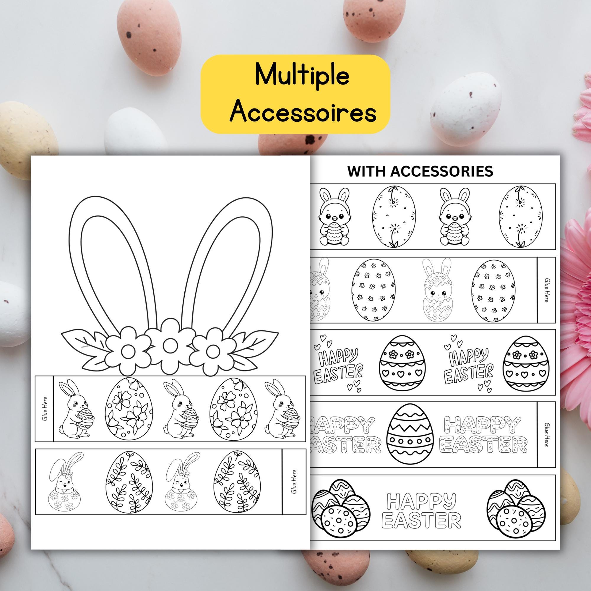 Easter Bunny Headband Craft for Kids Printable, DIY Easter Hat Template ...
