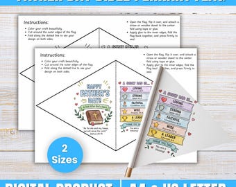 Vaderdag bijbelwimpel, christelijke kinderen ambacht, afdrukbare banner bijbelvers, zondagsschoolactiviteit, religieuze vaderdag DIY,