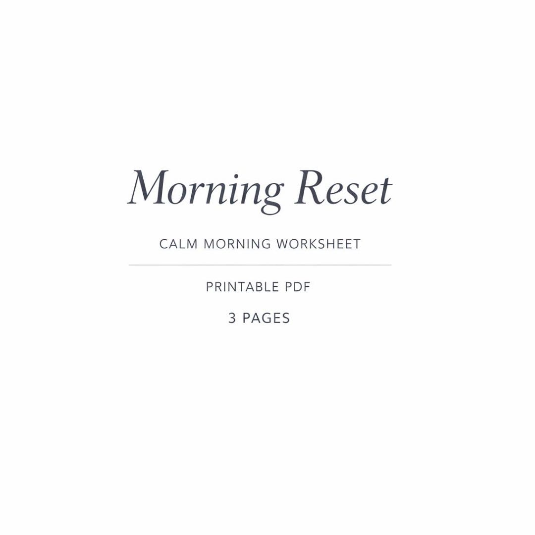 Mourning Routine Intentions Worksheet Morning Reset Worksheet Printable PDF, Mindful Morning Journal Page ...