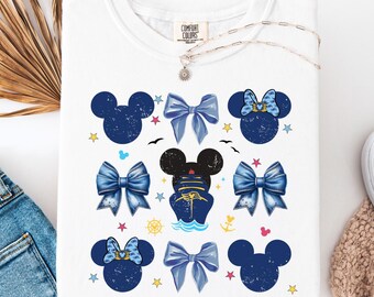 Comfort Colors® Disney Mickey And Minnie Cruise Shirt, Disney Cruise Trip Shirt,  Disney Family Vacation Shirt, Coquette Bow Cruise Shirt