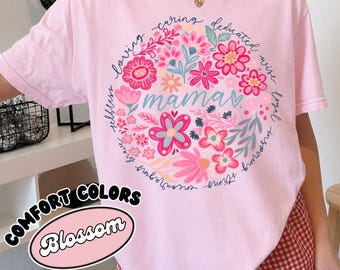 Comfort Colors Boho Floral Mama Shirt, Mothers Day Shirt, Motherhood Shirt, Spring Shirt, Gift For Mom,Birthday Mama Shirt
