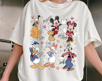 Mickey and Friends Signatures Comfort Colors® Shirt, Mickey & Co Shirt, Disney Donald Minnie Goofy Daisy Shirt, Disneyland 2026 Trip Shirt